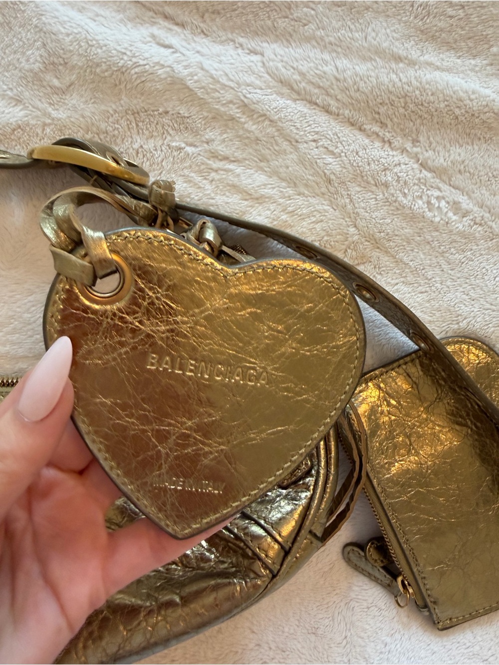 Balenciaga Metallic Gold Crescent Shoulder Bag with Mirror Tag - Picture 2 of 5